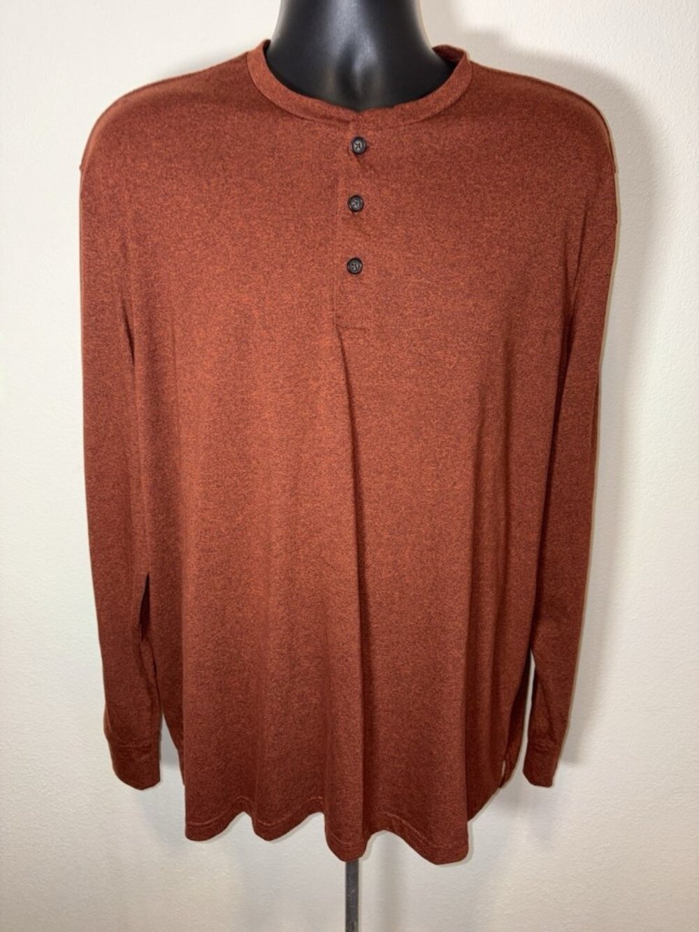 Croft & Barrow Henley Top Shirt Men XXL Maroon Long Sleeve Super Soft